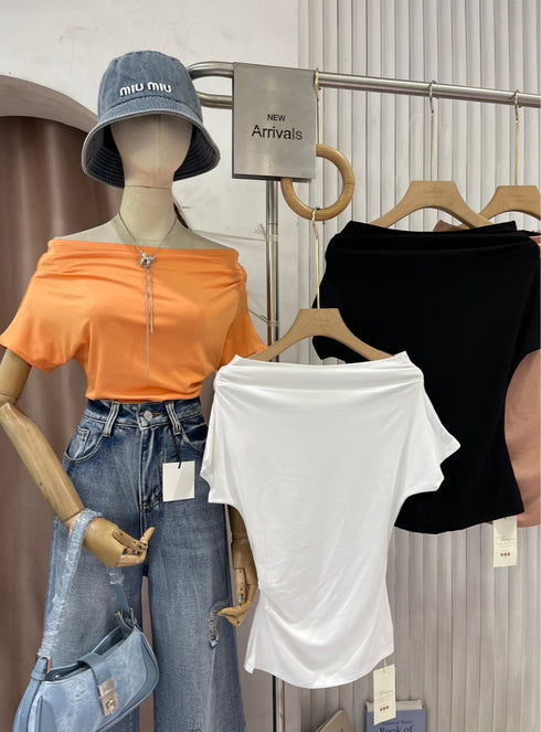 Wide Neck Fitted Top